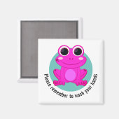 Eigen was uw handen Kinder roze kikker Magneet (Voorkant / Achterkant)