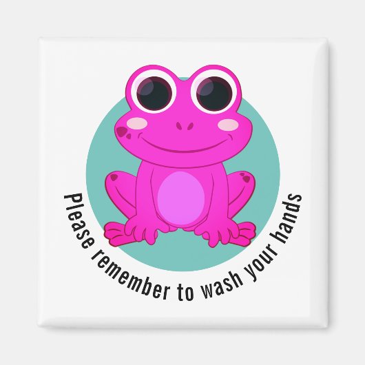 Eigen was uw handen Kinder roze kikker Magneet (Voorkant)