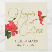 Eigen waslabel voor weddenschap met rode hibiscus wijn etiket (Enkel label)