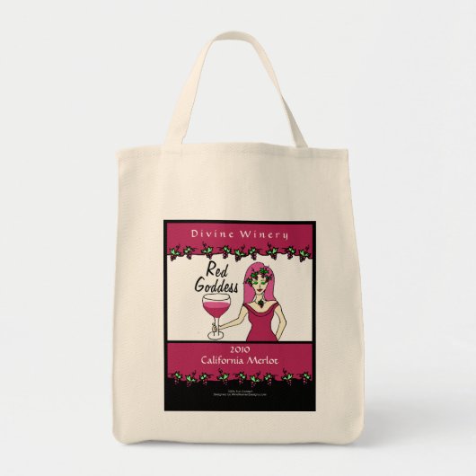 Eigen waslabel Wine godin Red Goddess Tote Bag (Voorkant)