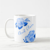 Eigen Waterverf Floral Blue Roos Koffiemok (Links)