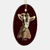 Eigen Waterverf Geitten Boerderij Keramisch Ornament (Rechts)