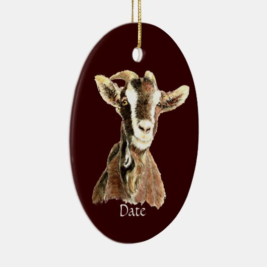 Eigen Waterverf Geitten Boerderij Keramisch Ornament (Rechts)