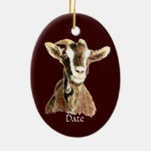 Eigen Waterverf Geitten Boerderij Keramisch Ornament (Achterkant)