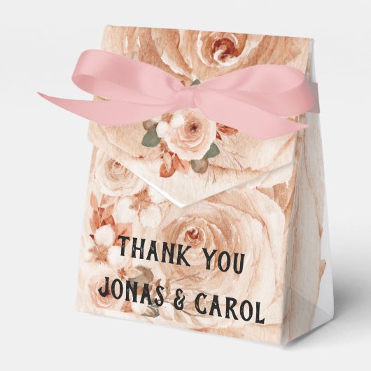 Eigen waterverf rozen elegant bedankdoosjes (Voorkant Zijde)