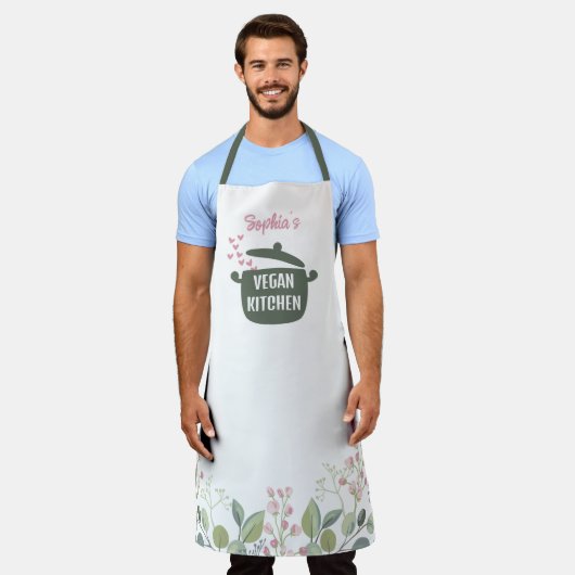 Eigen Waterverf Vegan Kitchen Schort (Gedragen)