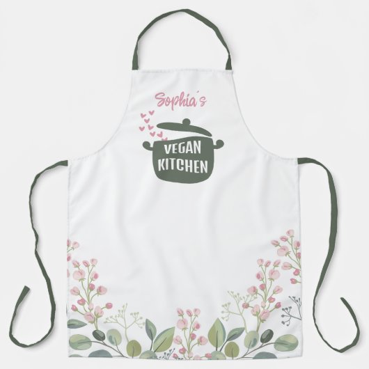 Eigen Waterverf Vegan Kitchen Schort (Voorkant)