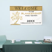 Eigen welkome familienaam Gold Tree Spandoek (Beurs)