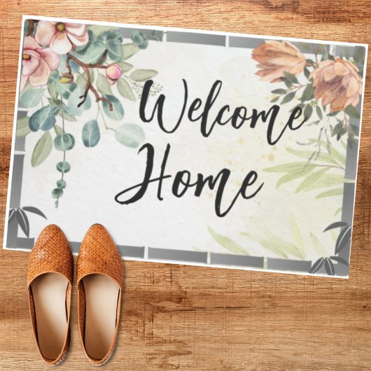 Eigen welkomstscript natuurlijke familie moderne deurmat