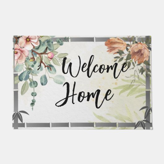 Eigen welkomstscript natuurlijke familie moderne deurmat (Voorkant)