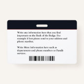 Eigen werknemersnaam ID Kaart Logo Streepjescode Badge (Achterkant)