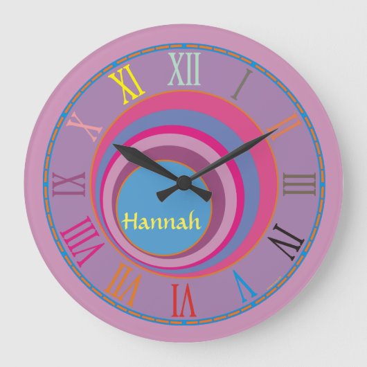 Eigen,  wervelcirkels tornado schattige kunst grote klok (Voorkant)