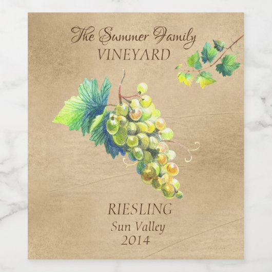 Eigen wijngaarden  wijndruiven Wit Wijn Etiket (Enkel label)