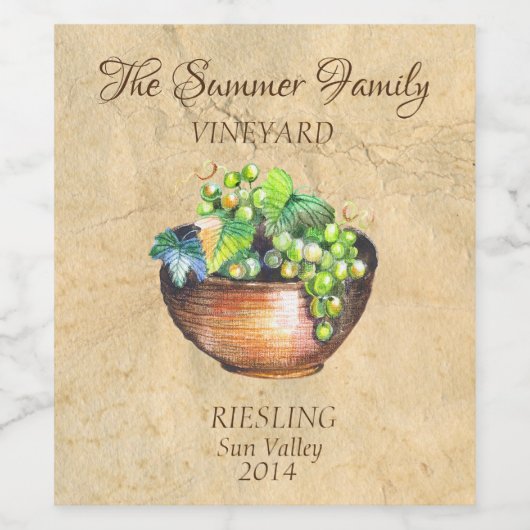 Eigen wijngaarden wijndruiven Wit Wijn Etiket (Enkel label)