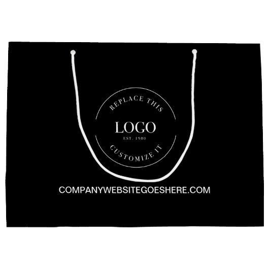 Eigen witte Logo op de zwarte Business-website Groot Cadeauzakje (Achterkant)