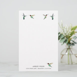 Eigen witte, ruby-troebele Hummingbird Stationery Briefpapier