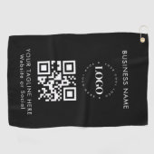 Eigen zakelijke bedrijven - QR-code en tekst eenvo Golfhanddoek (Horizontaal)