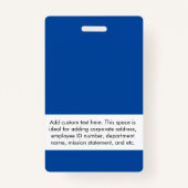 Eigen zakelijke Logo en fotomedewerker donkerblauw Badge (Achterkant)