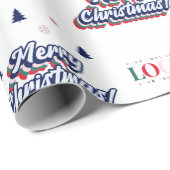 Eigen zakelijke Logo en Merry-kersttekst terugzett Cadeaupapier (Rol Hoek)