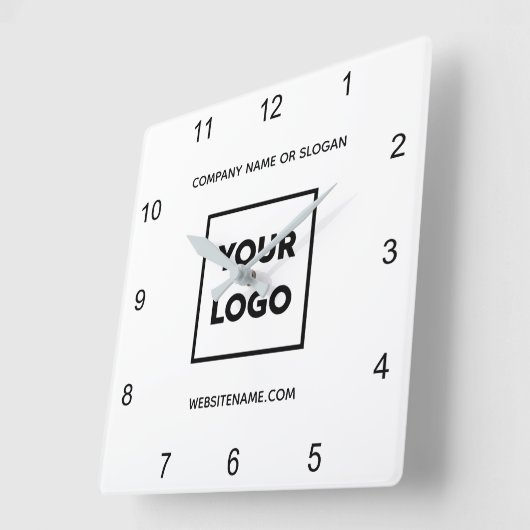 Eigen zakelijke Logo Minimale wittekst Vierkante Klok (Hoek)