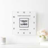 Eigen zakelijke Logo Minimale wittekst Vierkante Klok (Huis)