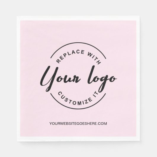 Eigen zakelijke logo roze diner servet (Voorkant)