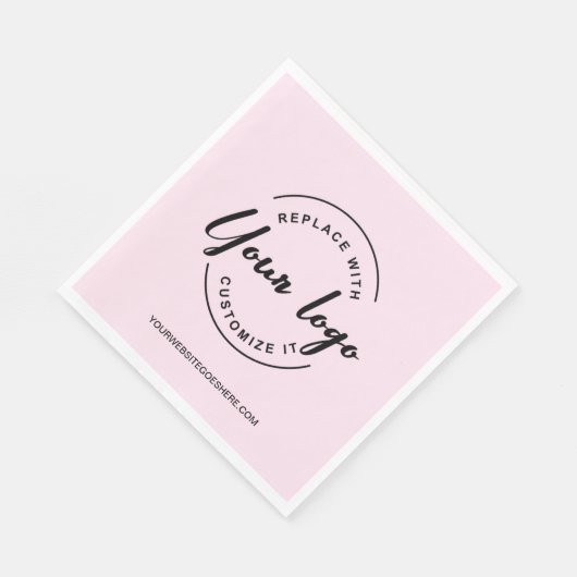 Eigen zakelijke logo roze diner servet (Hoek)
