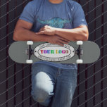 Eigen zakelijke Logo Stempelbord Persoonlijk Skateboard<br><div class="desc">Aangepaste bedrijfs-Logo Stempel - Gepersonaliseerde website - Tekst voor promotionele professionele  stempel - Voeg uw Logo toe - Afbeelding/naam - Bedrijf/Website - Informatie - Resize en beweeg of verwijder elementen/tekst met aanpassingsgereedschap. Kies / voeg uw kleur toe!</div>