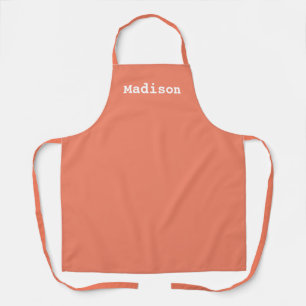 Eigen zalm, witte naam monogram apron schort