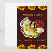 Eigen zonnebloem Quinceanera-uitnodigingen Kaart (Voorkant / Achterkant)