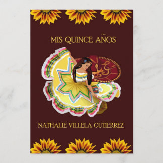 Eigen zonnebloem Quinceanera-uitnodigingen Kaart