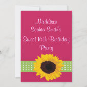Eigen zonnebloem zoete 16 Birthday Invites Kaart (Achterkant)