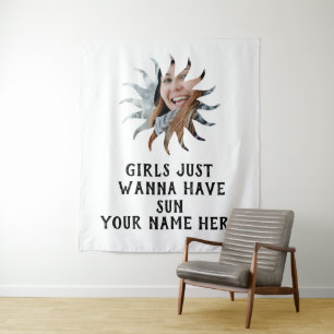 Eigen zonneschijnfoto Meisjes willen gewoon zon he Wandkleed
