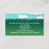 Eigen zorg. Landschappelijk ontwerp. Mowing. Promo Visitekaartje (Achterkant)