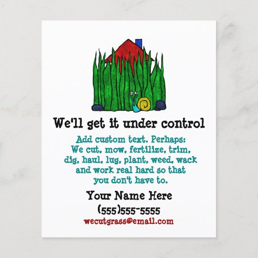 Eigen zorg. Mow Grass. Landschaper. Promotie Flyer (Achterkant)