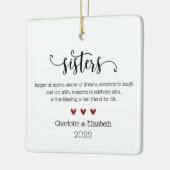 Eigen zuster - definitie kerstmis keramisch ornament (Links)