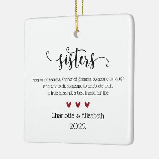 Eigen zuster - definitie kerstmis keramisch ornament (Links)