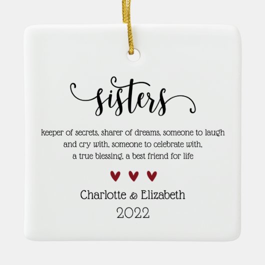 Eigen zuster - definitie kerstmis keramisch ornament (Voorkant)