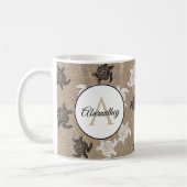 Eigen zwart-wit patroon met kunstschildpadden koffiemok (Links)