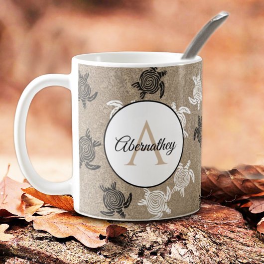 Eigen zwart-wit patroon met kunstschildpadden koffiemok