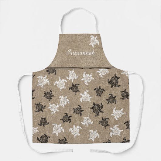 Eigen zwart-wit patroon met kunstschildpadden schort (Voorkant)