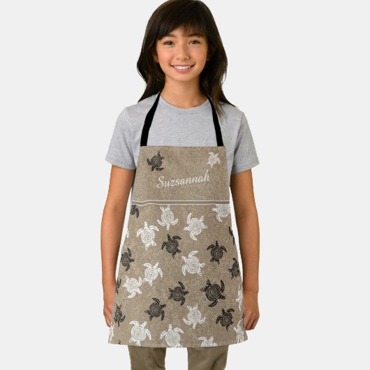 Eigen zwart-wit patroon met kunstschildpadden schort (Insitu)