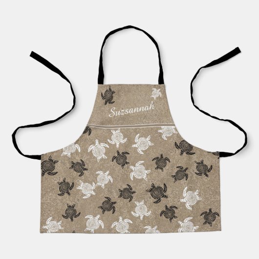 Eigen zwart-wit patroon met kunstschildpadden schort (Voorkant)