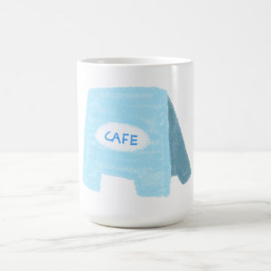 Eigenaar Barista Blauwe Cafe Bord Koffiemok