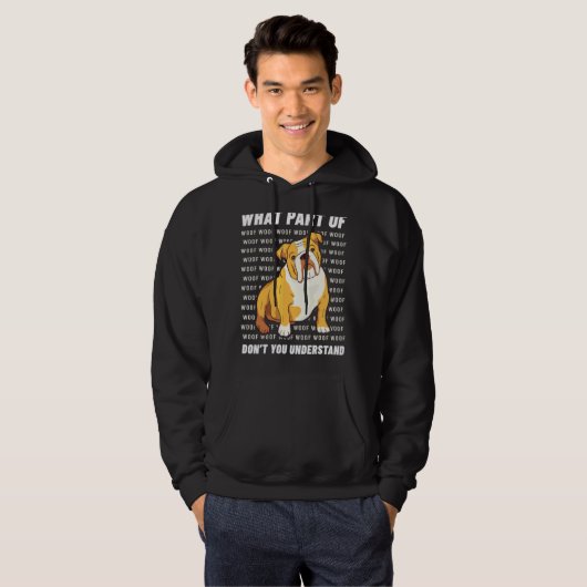 Eigenaar Engels Bulldog hond Walker Taal Woof Whi Hoodie (Voorkant volledig)