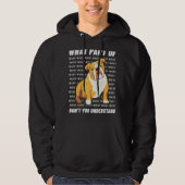 Eigenaar Engels Bulldog hond Walker Taal Woof Whi Hoodie (Voorkant)