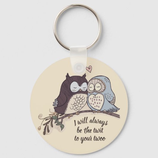Eigenaar in Love Twit Twoo Sleutelhanger (Voorkant)