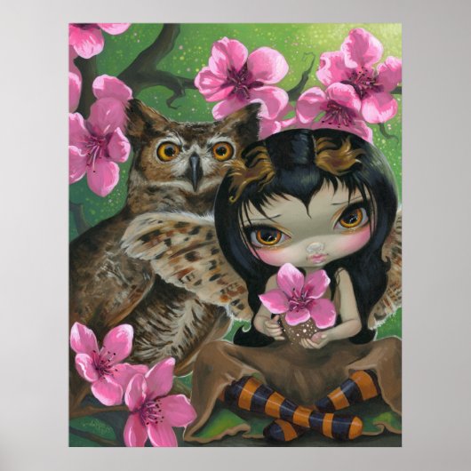 Eigenaar in Springtime ART PRINT Owl Fairy Spring (Voorkant)