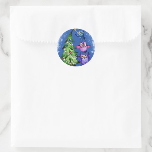 Eigenaar kerstblauw ronde sticker (Tas)