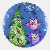 Eigenaar kerstblauw ronde sticker (Voorkant)